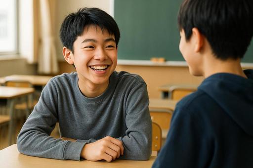 フリースクールに通う男子学生 フリースクールに通う男子学生の写真