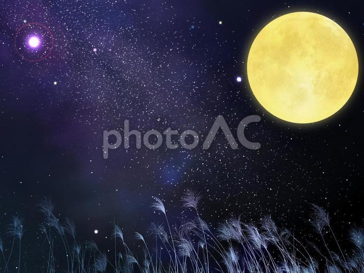 幻想的な夜空と満月のテクスチャ素材 満月,月,星空の写真素材