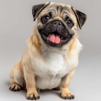 舌を出す愛らしいパグの子犬 舌を出す愛らしいパグの子犬の写真