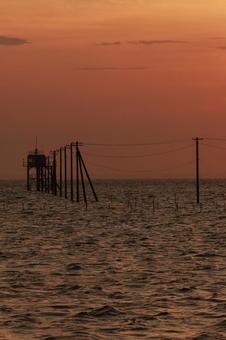 江川海岸の海中電柱 江川海岸の海中電柱の写真
