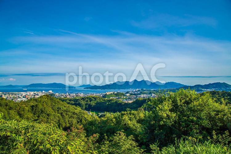 広島県　宮島サービスエリアから望む絶景 海,宮島,風景の写真素材