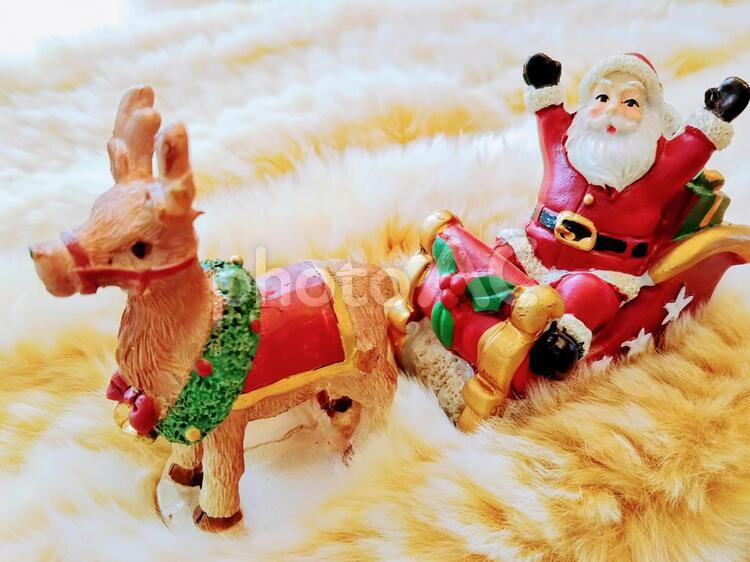 サンタクロースとトナカイ クリスマス,サンタクロース,トナカイの写真素材