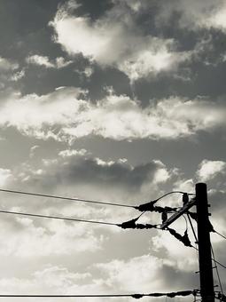 電柱と空 電柱と空の写真