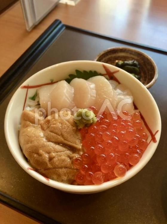 海鮮丼 うに・いくら・ほたて 海鮮丼,海鮮,グルメの写真素材