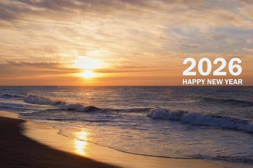 年賀状2026　初日の出 年賀状,正月,2026の写真素材