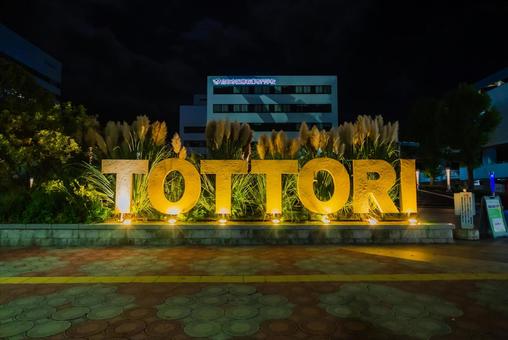 【鳥取】夜の鳥取駅周辺のモニュメントの写真