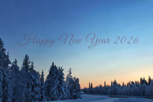 北欧 静かな夕暮れ  新年のメッセージ 年賀状,happynewyear,正月の写真素材