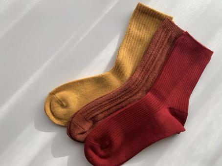 暖色系の靴下 靴下,くつした,ソックスの写真素材