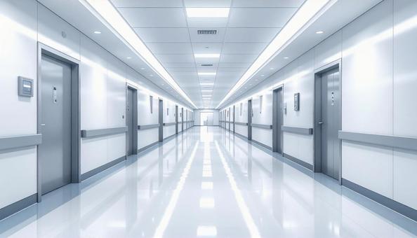 病院内の誰もいない通路 病院内の誰もいない通路の写真