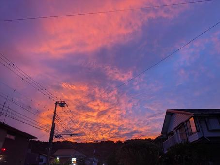魅力的な夕焼け空 夕焼け,夕暮れ,夕日の写真素材