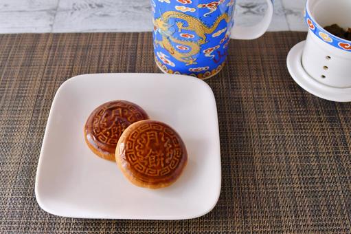 月餅 月餅,中華菓子,餡子の写真素材