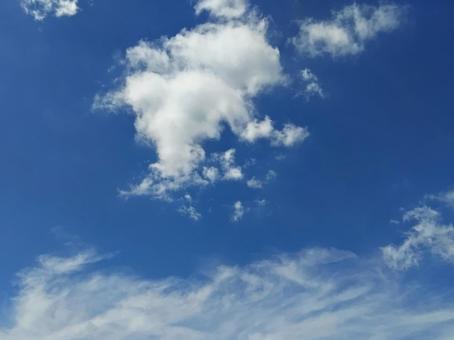 上部の巻雲と下部に広がる層積雲 上部の巻雲と下部に広がる層積雲の写真