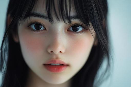 微笑む美しい黒髪日本女性 微笑む美しい黒髪日本女性の写真