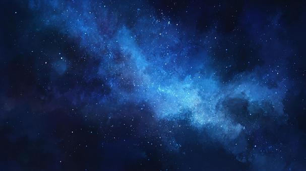 紺碧の宇宙に広がる星の川の写真