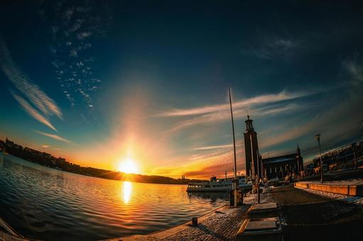 ストックホルム街並みと夕景 ストックホルム街並みと夕景の写真