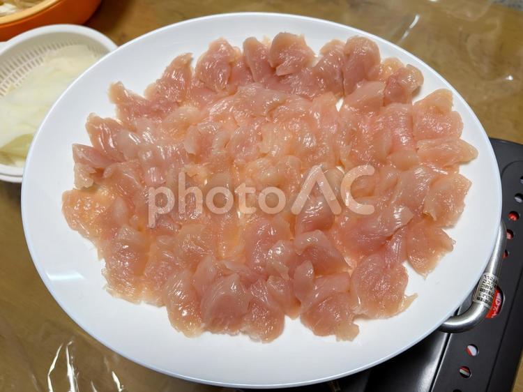 鶏しゃぶ用のササミ肉 鶏しゃぶ,しゃぶしゃぶ,ササミ肉の写真素材