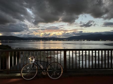 諏訪湖 諏訪湖,湖,風景の写真素材