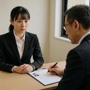 就職面接のシーン 就職面接のシーンの写真