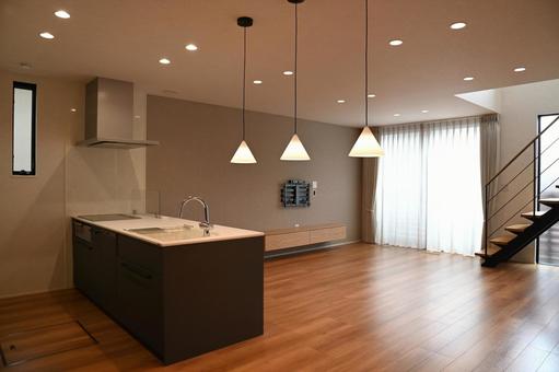 キッチン・リビング・窓 キッチン,リビング,リビングダイニングキッチンの写真素材