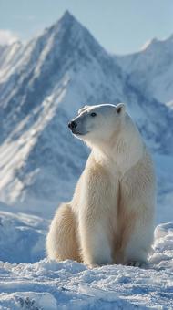 (氷の大地)見つめるシロクマ (氷の大地)見つめるシロクマの写真