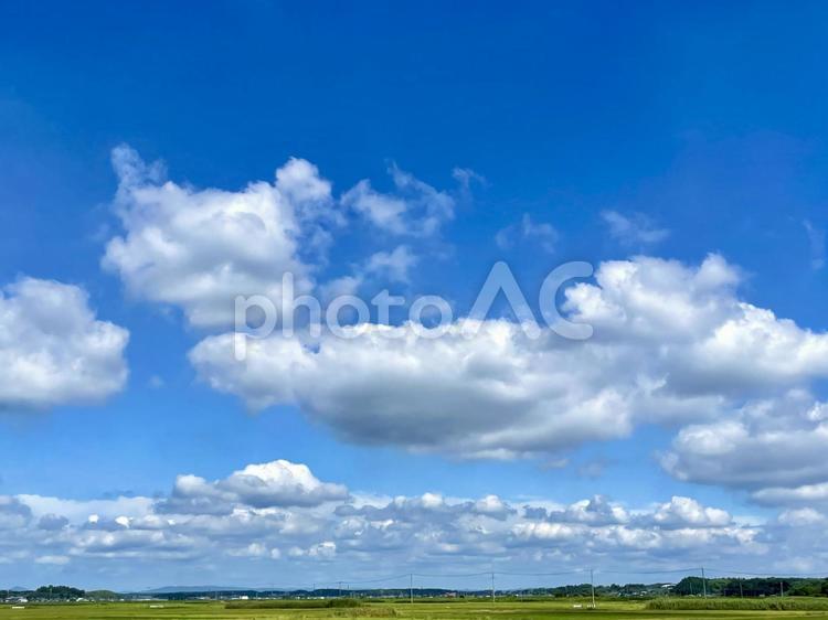 田園風景と青空 田園,田んぼ,田舎の写真素材