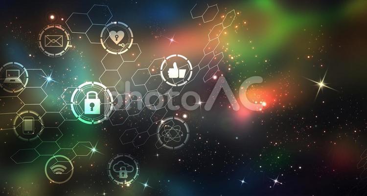 銀河の宇宙にサイバーネットワーク 空,星,満天の写真素材
