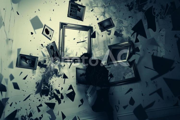 人生の整理を象徴する視覚メタファー 人生の整理,記憶,視覚メタファーの写真素材