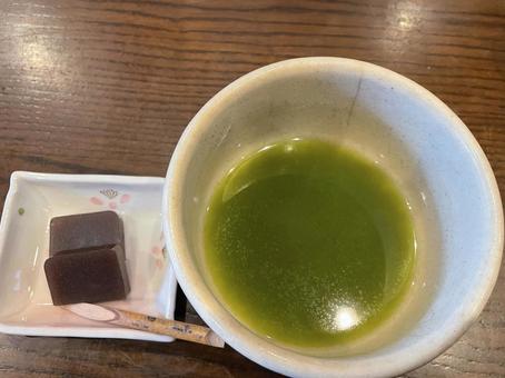 甘味処 甘味処 抹茶,羊羹,和菓子の写真素材