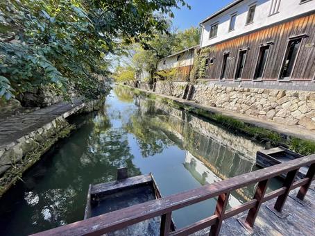 滋賀　八幡堀の船橋　4 船橋,浮橋,八幡堀の写真素材