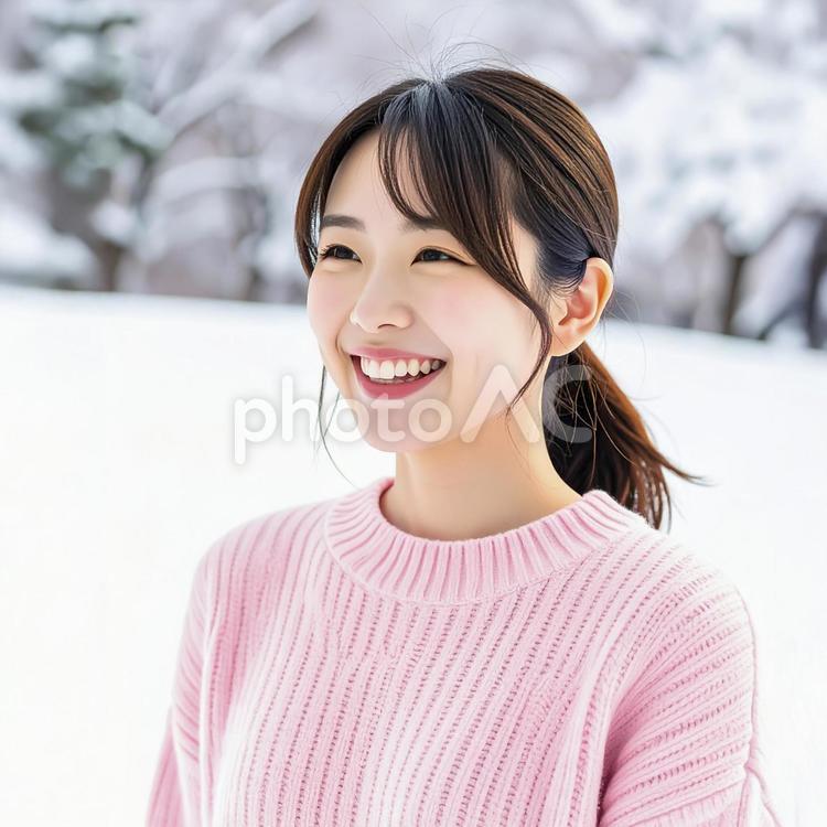 セーターの若い女性　生成AI 女性,人物,若いの写真素材