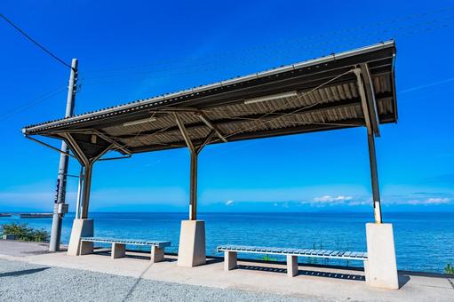 四国　愛媛県　下灘駅 下灘駅,四国,四国地方の写真素材