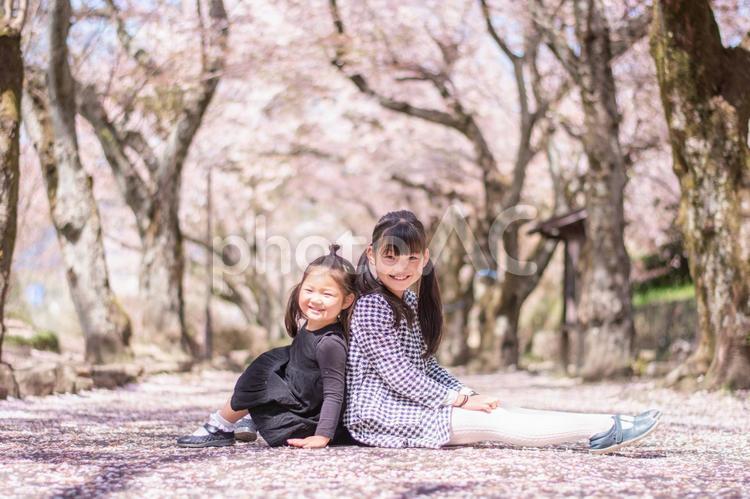 桜と笑顔の子供達 桜,春,笑顔の写真素材