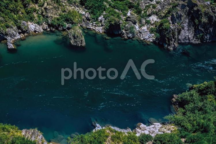 大自然が創りし翠色の渓谷、秘境大歩危 徳島県,三好市,大歩危峡の写真素材