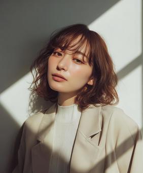 秋ファッションモデル、ボブヘア 秋ファッションモデル、ボブヘアの写真