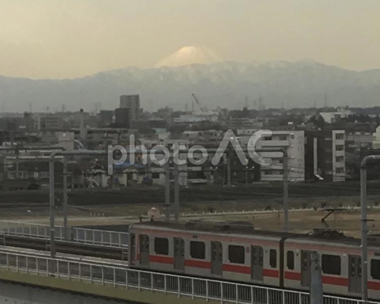 富士山と東急東横線 富士山,東横線,東急東横線の写真素材