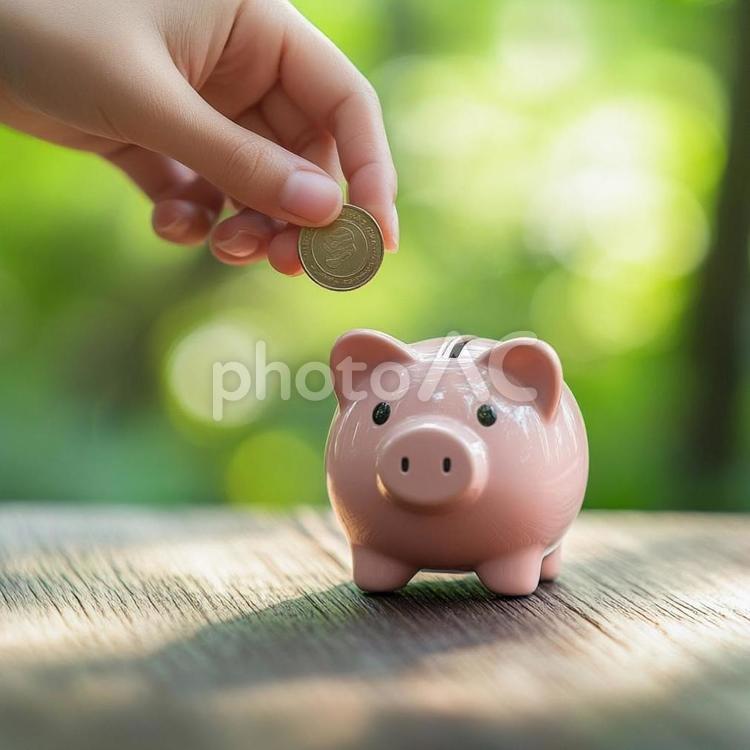 ブタの貯金箱　イメージ ワンコイン,貯蓄,投資の写真素材