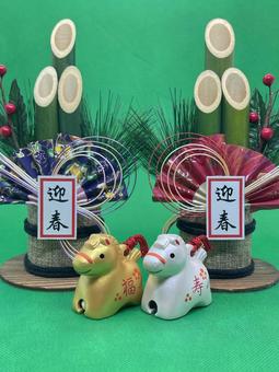 年賀状素材・干支・午年・門松 年賀状,年賀状素材,干支の写真素材