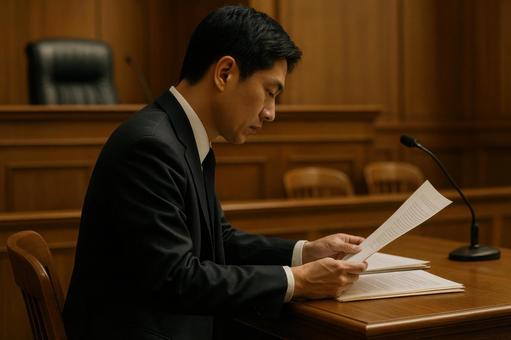 弁護士が裁判資料を確認 弁護士が裁判資料を確認の写真