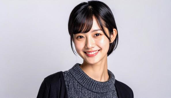 カットモデル笑顔の女性 カットモデル笑顔の女性の写真