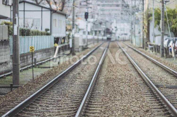 線路イメージ 線路,鉄道,直線の写真素材