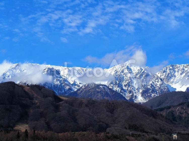秋の北アルプス 北アルプス,雪,冠雪の写真素材