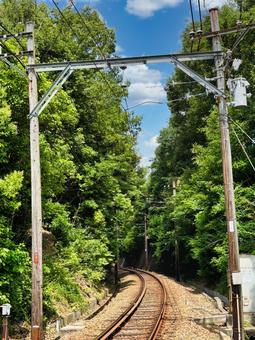 線路（単線） 線路,単線,神戸電鉄の写真素材