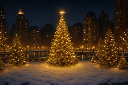 都会のクリスマスツリー 都会のクリスマスツリーの写真