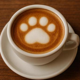 肉球のラテアートの写真