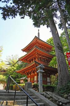 医王山 油山寺の三重塔 医王山 油山寺の三重塔 油山寺,三重塔,仏塔の写真素材