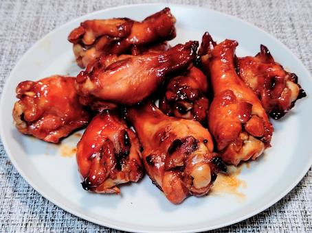 手羽元の照り焼き 鶏肉,手羽元,料理の写真素材