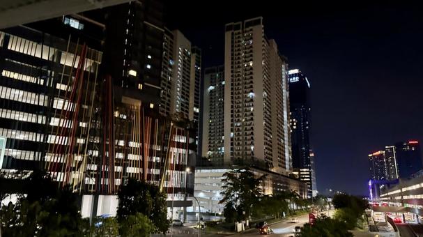 マレーシアの夜の街並み マレーシア,街並み,町並みの写真素材