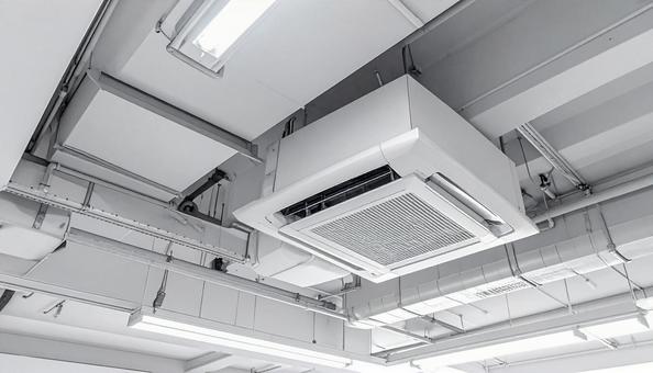 建物内部天井の空調ダクト 建物内部天井の空調ダクトの写真