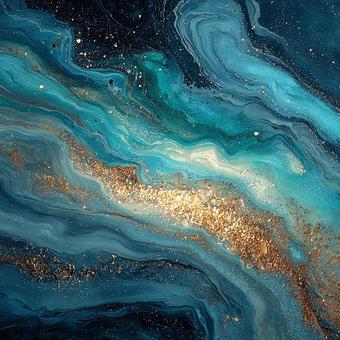 ブルーとオレンジの光が混ざり合う銀河の写真