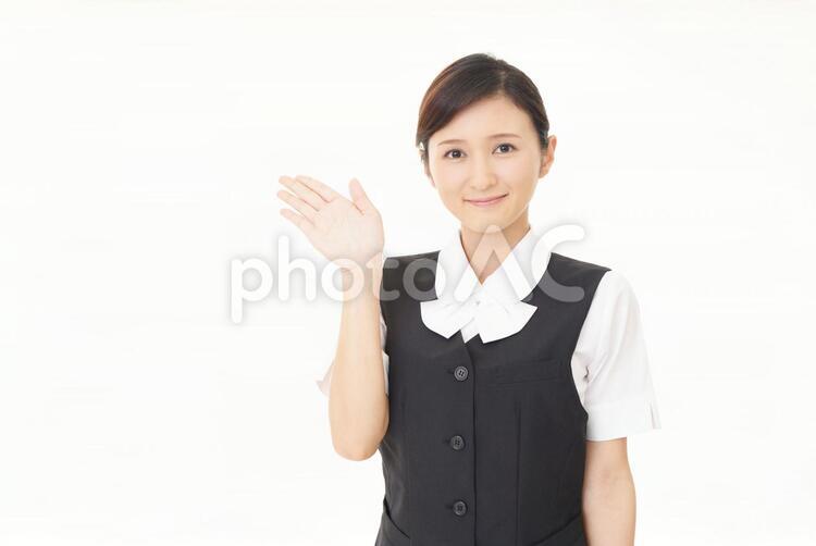 案内する笑顔のビジネスウーマン 女性,ビジネスウーマン,女の写真素材